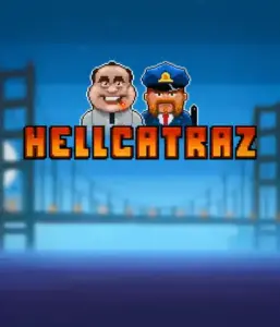 Dive into the action-packed world of Hellcatraz slot by Relax Gaming, showcasing a cartoonish prisoner and a guard with the infamous Alcatraz prison and San Francisco skyline in the background. This image portrays the light-hearted escapade of an escape-themed game, great for players looking for a unique slot experience, offering a nostalgic escape. 