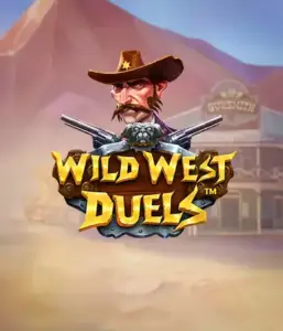  Step into the rugged world of "Wild West Duels" by Pragmatic Play, featuring a gritty gunslinger ready for a showdown. The image shows a fierce cowboy with crossed pistols, framed by a dusty Western town. His focused expression and authentic attire embody the spirit of the Old West. The game's title is prominently featured in an ornate font, complementing the exciting theme. 